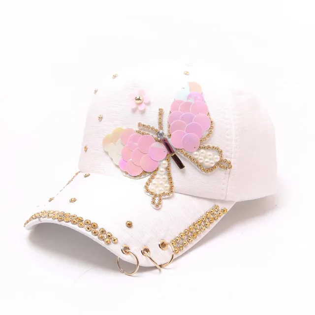 Ladies Butterfly Baseball Cap Hoop Sun Hat White - Shop at LoveMi