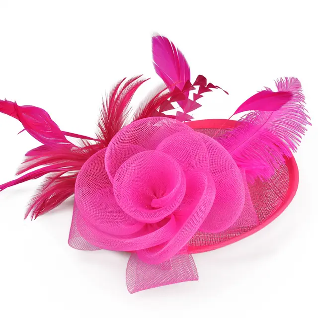 Hemp Yarn Ostrich Wool Western Style Banquet Top Hat Rose Red - Shop at LoveMi