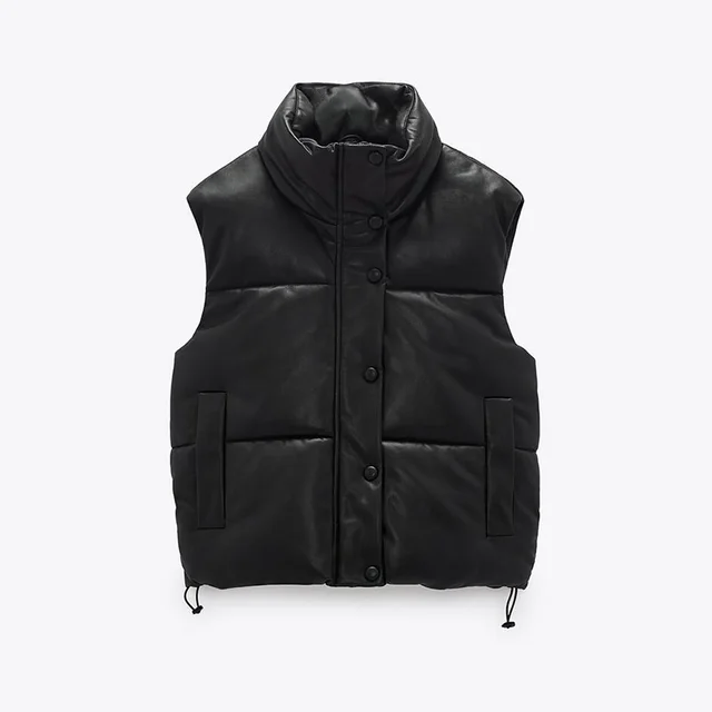 Black Cotton Vest With Sleeveless Stand up Collar And Side Pockets Black - Shop at LoveMi