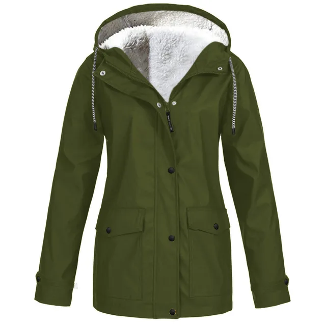 Fleece Jacket Outdoor Mountaineering Hooded Coat Winter Outwear Army Green - Shop at LoveMi