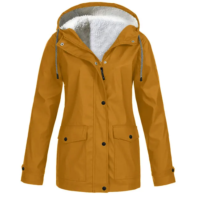 Fleece Jacket Outdoor Mountaineering Hooded Coat Winter Outwear Khaki - Shop at LoveMi