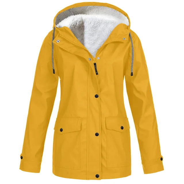 Fleece Jacket Outdoor Mountaineering Hooded Coat Winter Outwear Yellow - Shop at LoveMi