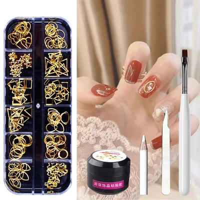 Metal Rivets Rhinestone Nail Decorations Mixed Box - Shop at LoveMi