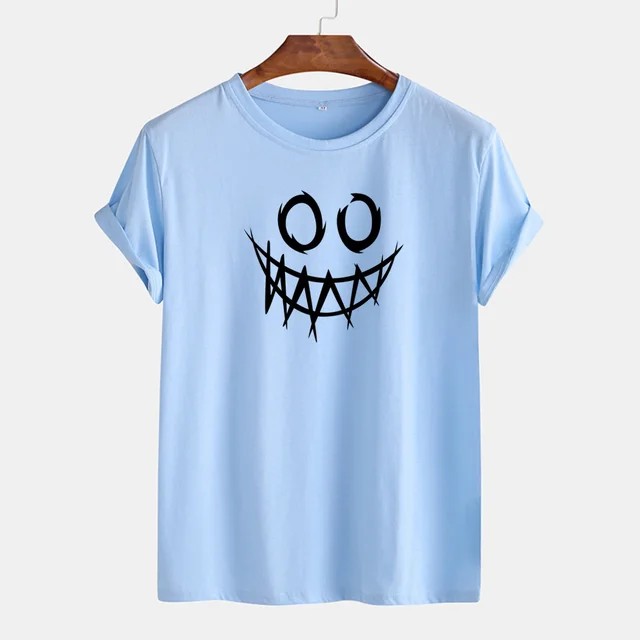 Men's T shirt Casual Loose Short Sleeve Light Blue - Shop at LoveMi