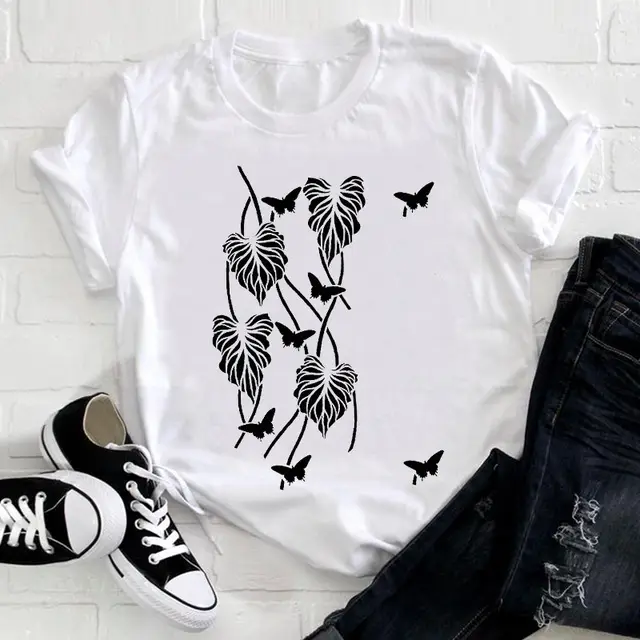 Women Feather Bird Short Sleeve Printing Spring Fashion - Shop at LoveMi