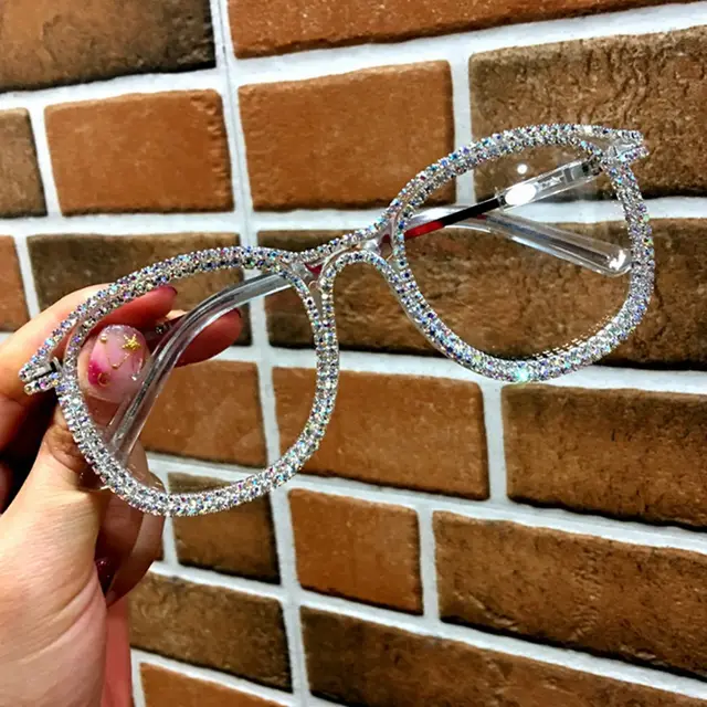 Vintage Rhinestone Handmade Sunglasses Transparent White - Shop at LoveMi