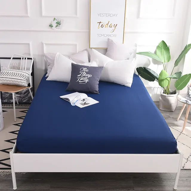 New Style Cotton Color Bed Sheet Cotton Student Dormitory Mattress Protector Navy Blue - Shop at LoveMi