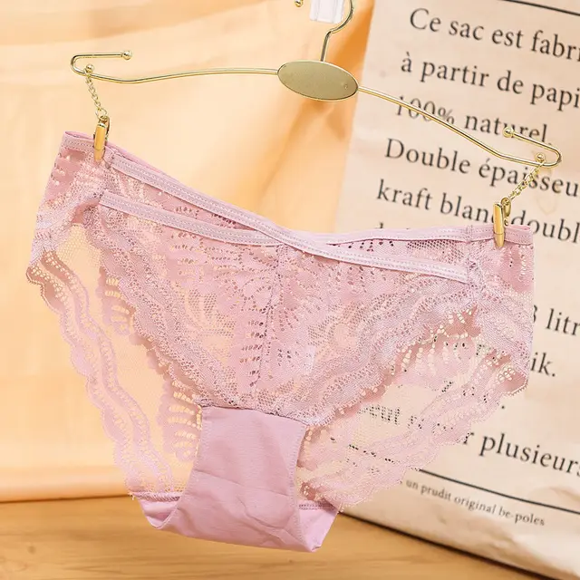 Fashion Low Waist Sexy Lace Ladies Panties Pink - Shop at LoveMi
