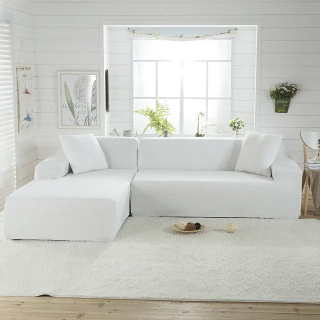 Solid Color Sofa Cover Elastic Tightly Packed Full Cover White - Shop at LoveMi