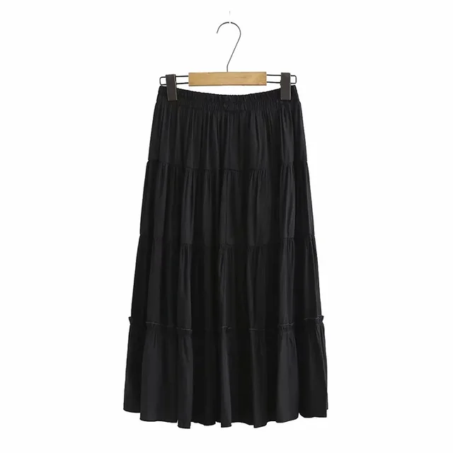 Sister Mid Length High Waisted A Line Big Skit Black - Shop at LoveMi