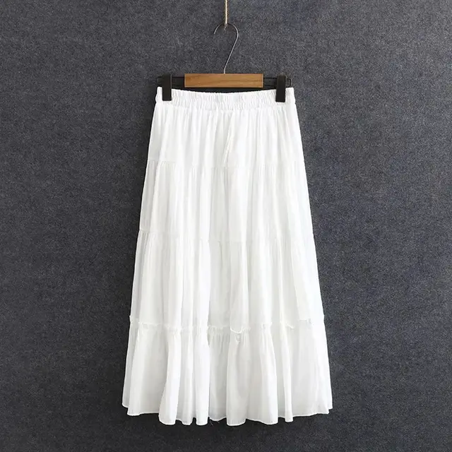 Sister Mid Length High Waisted A Line Big Skit White - Shop at LoveMi