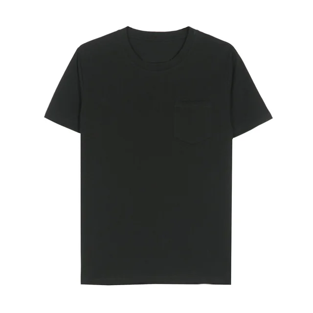 Loose Round Neck Pocket Short Sleeved T Shirt Black - Shop at LoveMi