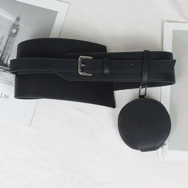 Irregular Ultra wide Girdle Women's Small Round Bag Decoration Black - Shop at LoveMi