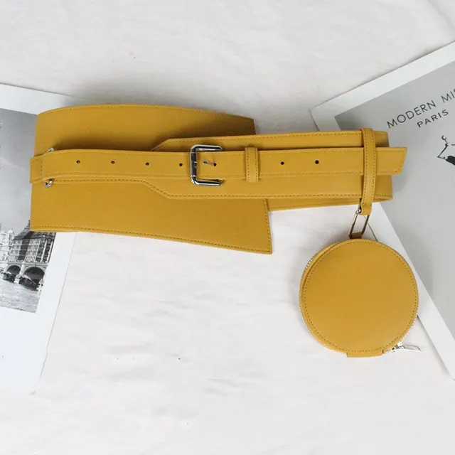 Irregular Ultra wide Girdle Women's Small Round Bag Decoration Yellow - Shop at LoveMi