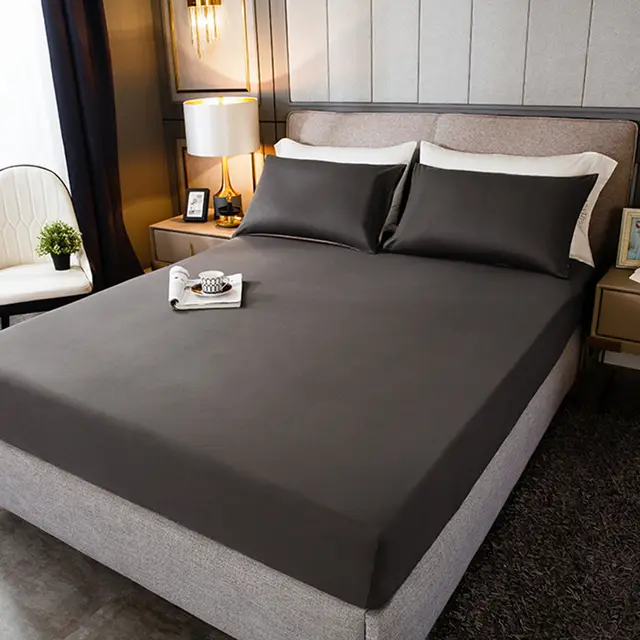 Cotton Bedspread One Piece Mattress Protector Dust Cover All Inclusive Sheets Dark Grey - Shop at LoveMi
