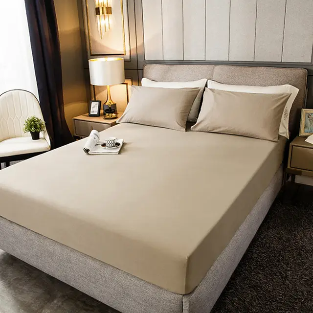 Cotton Bedspread One Piece Mattress Protector Dust Cover All Inclusive Sheets Khaki - Shop at LoveMi