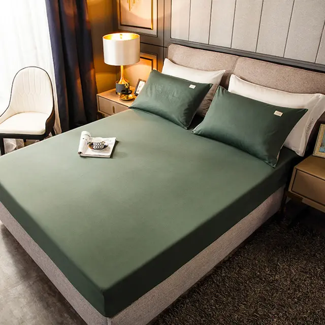 Cotton Bedspread One Piece Mattress Protector Dust Cover All Inclusive Sheets Light Green - Shop at LoveMi