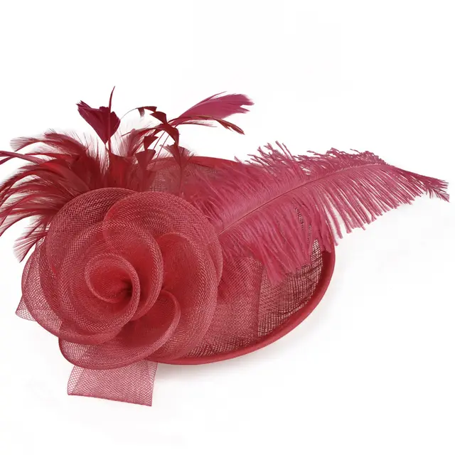 Hemp Yarn Ostrich Wool Western Style Banquet Top Hat Red - Shop at LoveMi