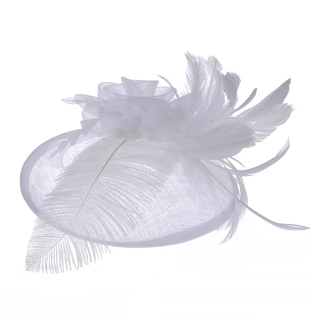 Hemp Yarn Ostrich Wool Western Style Banquet Top Hat White - Shop at LoveMi