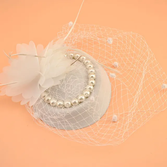 Celebrity Flower Veil Small Top Hat Hair Accessory Hairpin White - Shop at LoveMi