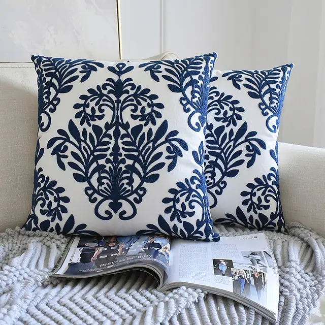 Retro Pillowcase Blue And White Porcelain Embroidery Series Waist Pillowcase - Shop at LoveMi
