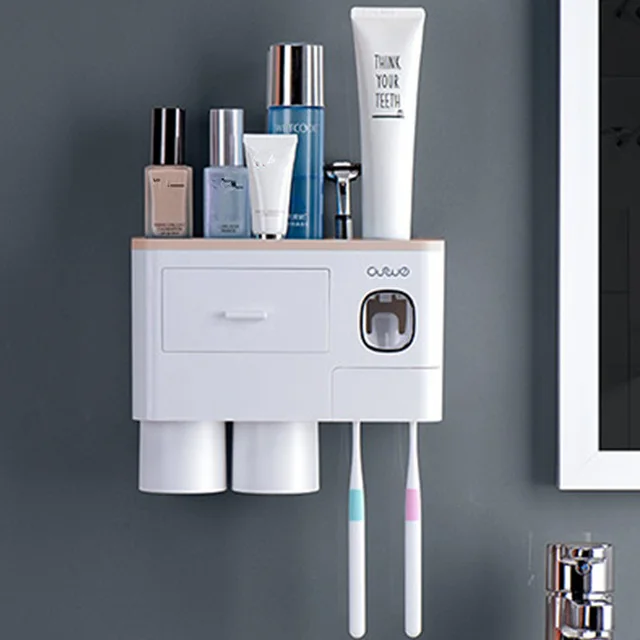 Toothbrush Rack Brush Bathroom Punch Free Magnetic Toothbrush Holder Pink - Shop at LoveMi