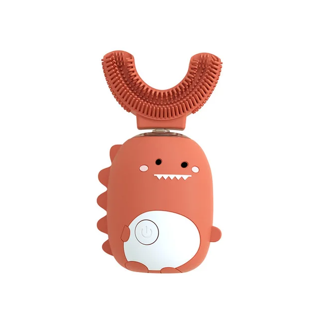 U Shaped Children's Electric Toothbrush Soft Bristles Waterproof Automatic Ultrasonic Teeth Tooth Brush Cartoon Pattern Orange - Shop at LoveMi