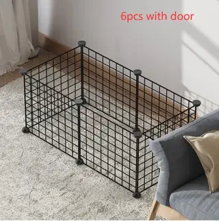 Creative DIY Assembling Pet Wire Fence Indoor Cat Cage - 6Pcs With Door