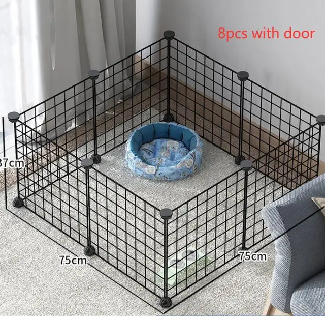 Creative DIY Assembling Pet Wire Fence Indoor Cat Cage 8Pcs With Door - Shop at LoveMi