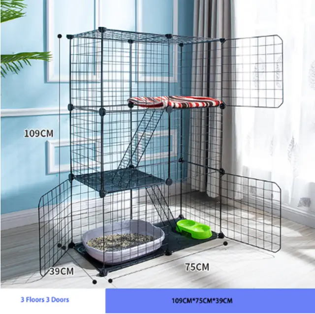 Creative DIY Assembling Pet Wire Fence Indoor Cat Cage - Shop at LoveMi