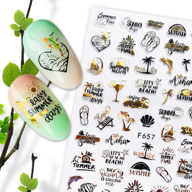 Summer Fruit Black and White Hot Gold and Silver Nail Stickers Nail Decals - Shop at LoveMi