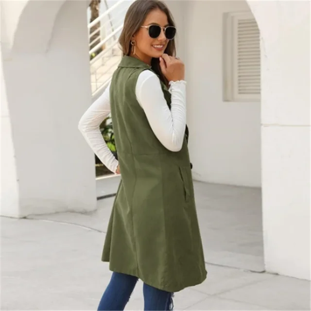 Autumn And Winter Mid Length Temperament Waist Long Sleeved Jacket Green - Shop at LoveMi