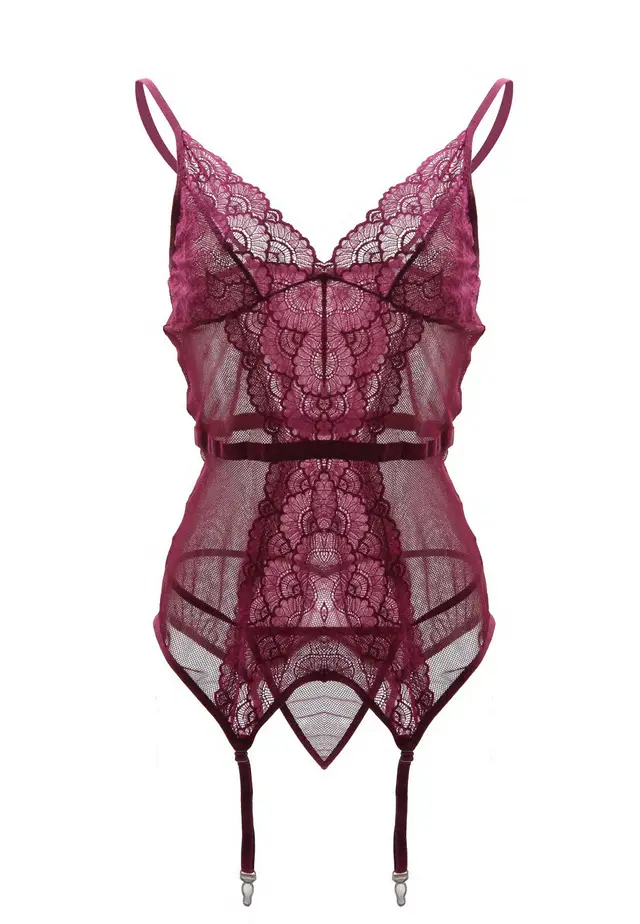 Suspender Underwear Lace Perspective Temptation Underwear With Garter Buckle Purple - Shop at LoveMi