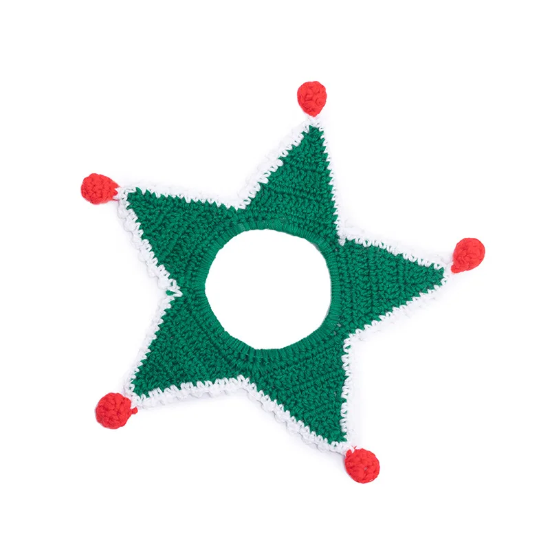 Christmas Cat Scarf Ornaments Cute Dog Scarf Winter Warm Knitted Small Milk Cat Scarf Clothes - Green