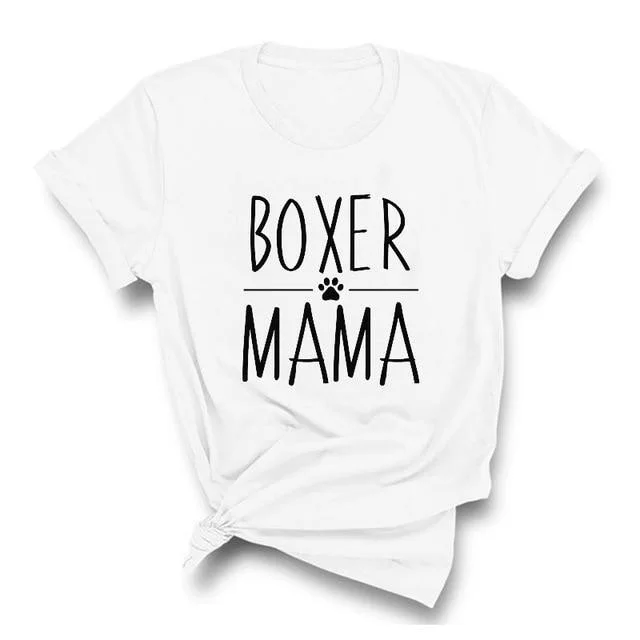 BOXER MAMA Fashion New Printed Letter Short Sleeve White Black - Shop at LoveMi