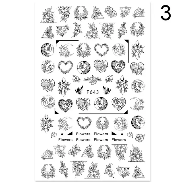Summer Flowers and Love Adhesive Stickers Nail Art Stickers Foreign Trade Nail Stickers Nail Art Decals Set3 - Shop at LoveMi