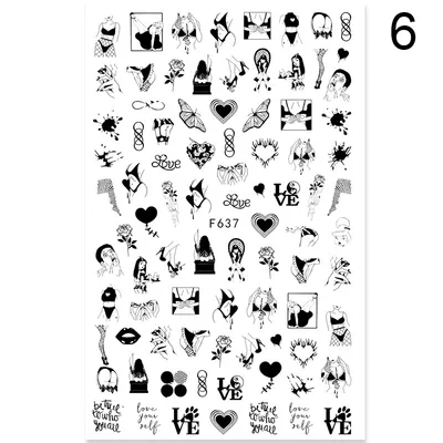 Summer Flowers and Love Adhesive Stickers Nail Art Stickers Foreign Trade Nail Stickers Nail Art Decals Set6 - Shop at LoveMi