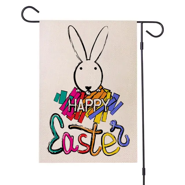 Easter Garden Flag Egg Bunny Linen Double Sided Printing Welcome Banner - Shop at LoveMi