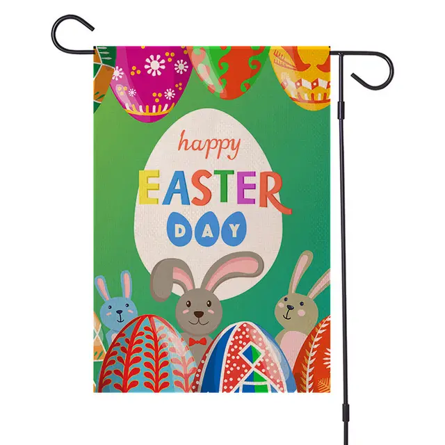 Easter Garden Flag Egg Bunny Linen Double Sided Printing Welcome Banner - Shop at LoveMi