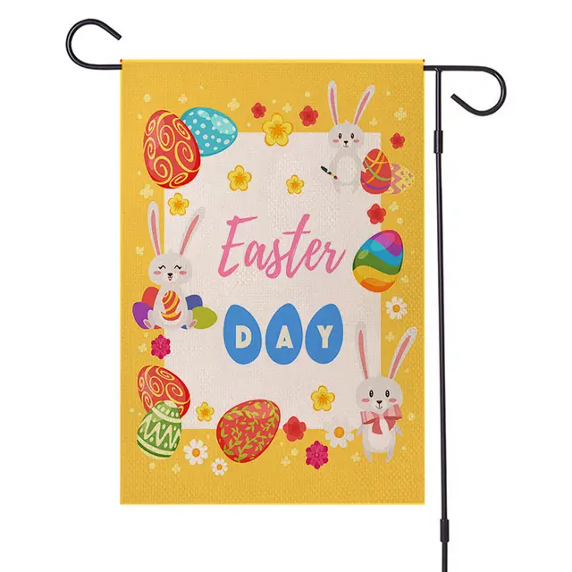 Easter Garden Flag Egg Bunny Linen Double Sided Printing Welcome Banner - Shop at LoveMi
