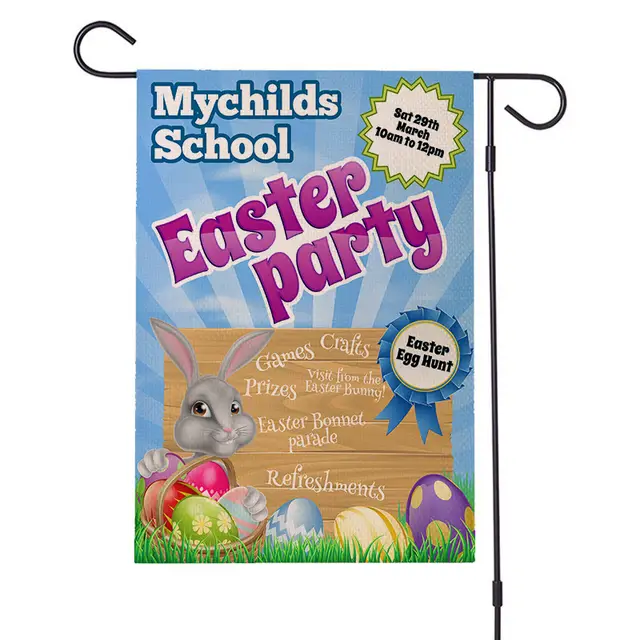 Easter Garden Flag Egg Bunny Linen Double Sided Printing Welcome Banner - Shop at LoveMi
