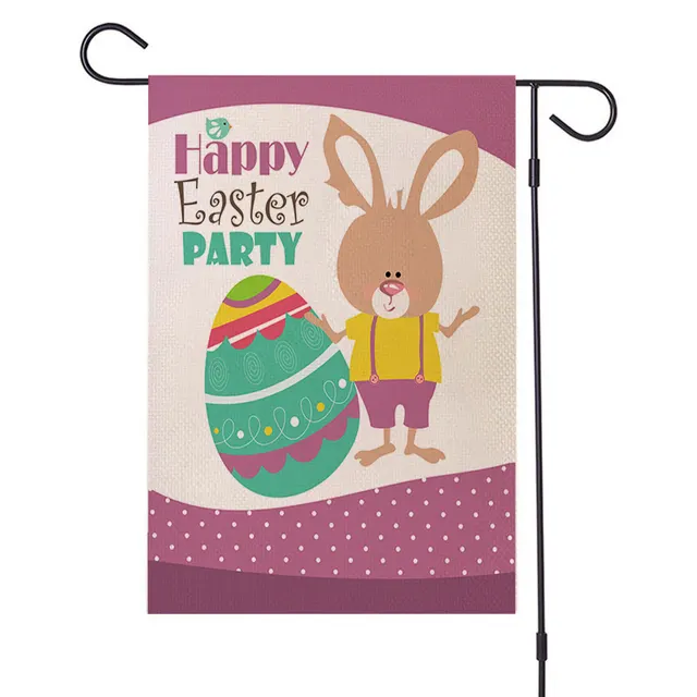 Easter Garden Flag Happy Bunny Egg Garden Flag Linen Printed Double Sided Flag - Shop at LoveMi