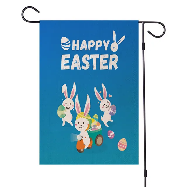 Easter Garden Flag Happy Bunny Egg Garden Flag Linen Printed Double Sided Flag - Shop at LoveMi