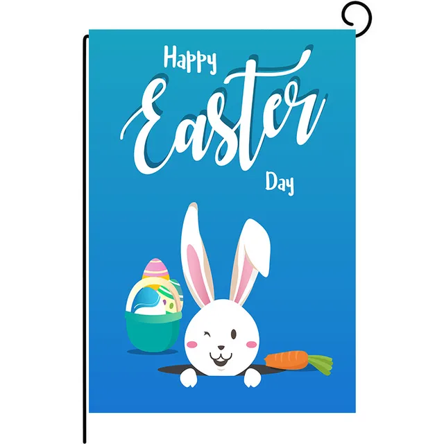 Easter Garden Flag Happy Bunny Egg Flag Double Sided Linen Courtyard Garden Flag - Shop at LoveMi