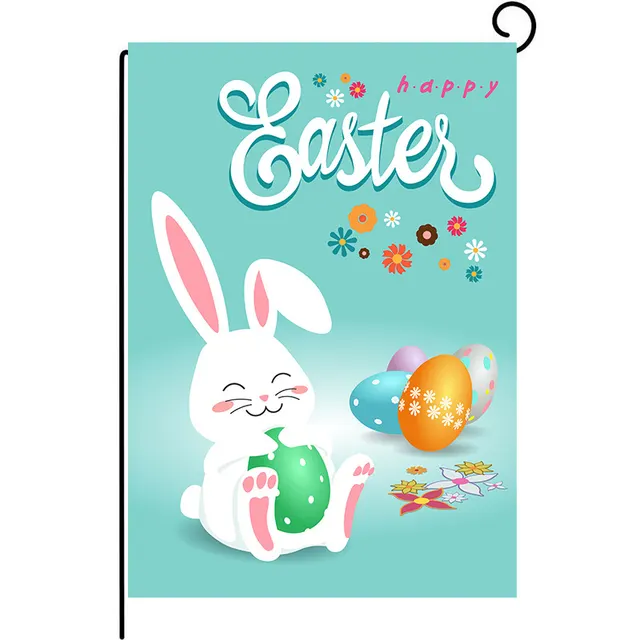 Easter Garden Flag Happy Bunny Egg Flag Double Sided Linen Courtyard Garden Flag - Shop at LoveMi