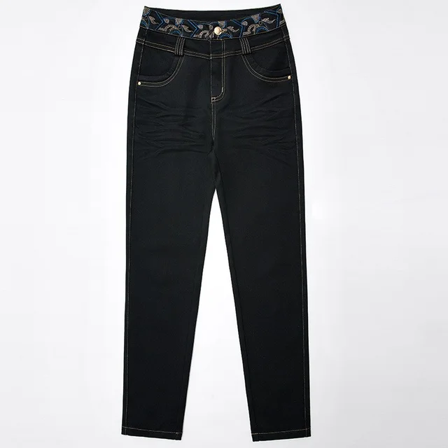 Autumn And Winter Middle Aged Ladies Plus Velvet Jeans Black - Shop at LoveMi