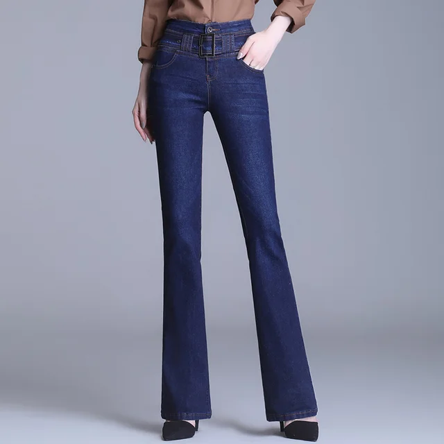 Korean Style Bootcut High Waisted High Cotton Casual Jeans - Shop at LoveMi