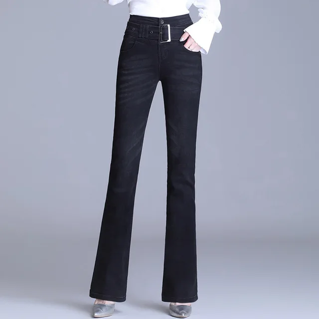 Korean Style Bootcut High Waisted High Cotton Casual Jeans - Shop at LoveMi