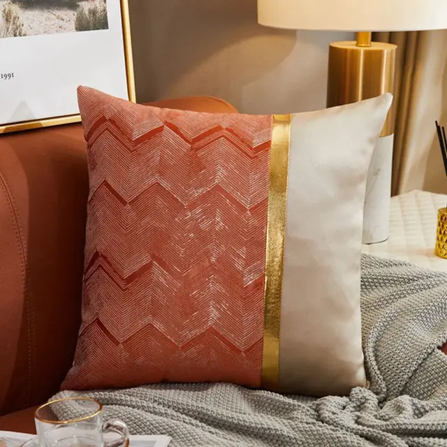 Luxury Modern Lightweight Sofa Car Cushion Cover Silk Satin Hot Stamping Metallic Color Pillowcase G13 - Shop at LoveMi