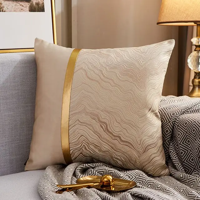 Luxury Modern Lightweight Sofa Car Cushion Cover Silk Satin Hot Stamping Metallic Color Pillowcase G5 - Shop at LoveMi